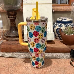Colorful Smiley Face Tumbler with Handle 40oz